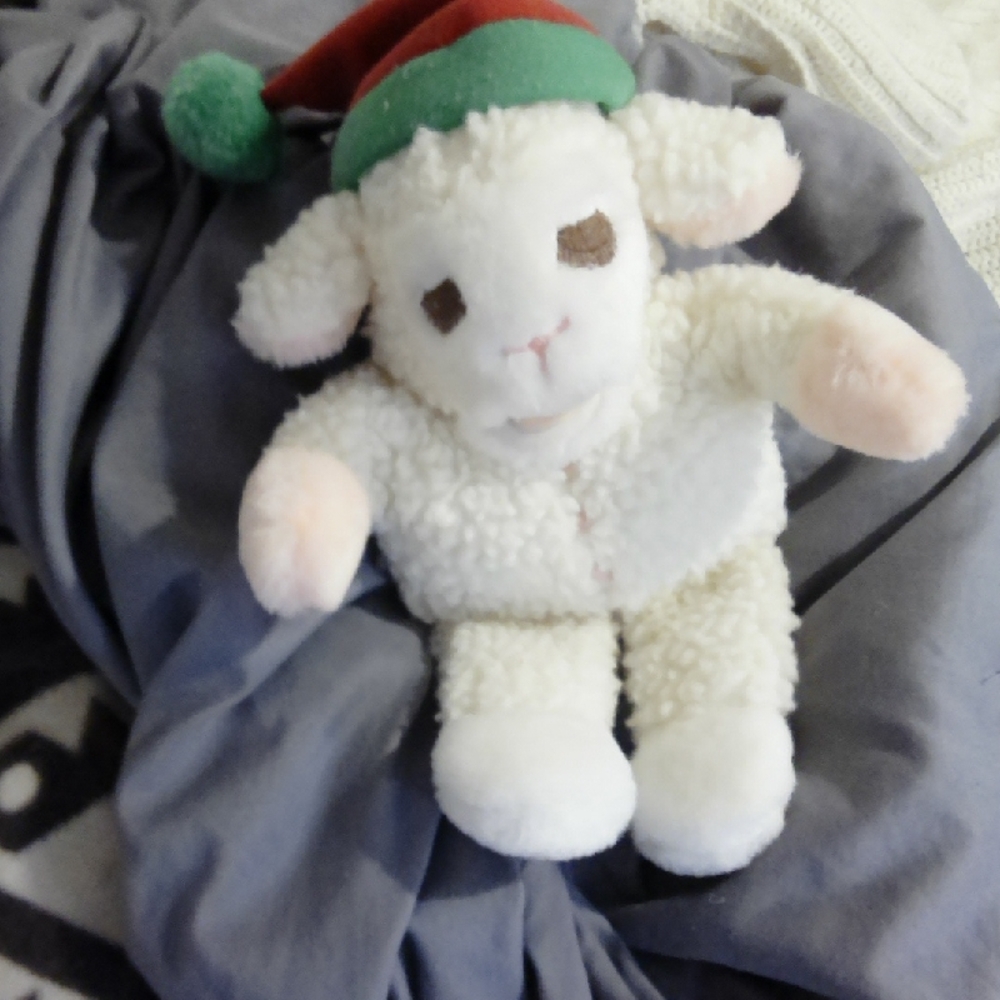 Plush Lamb Toy with Santa Hat
